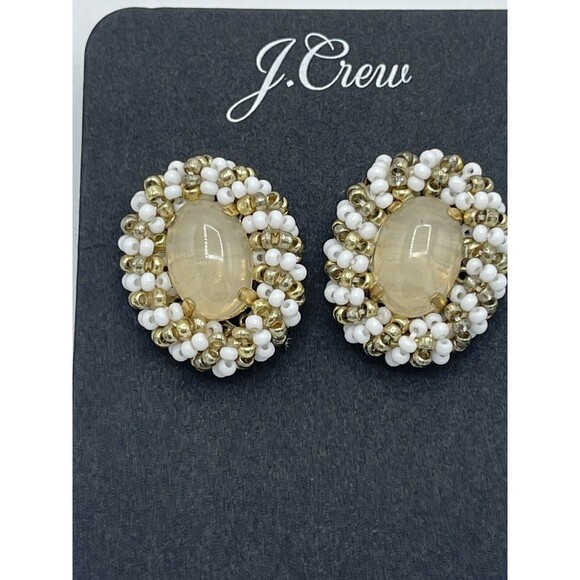 J. Crew Seed Bead Oval Stud Earrings New - Picture 2 of 6